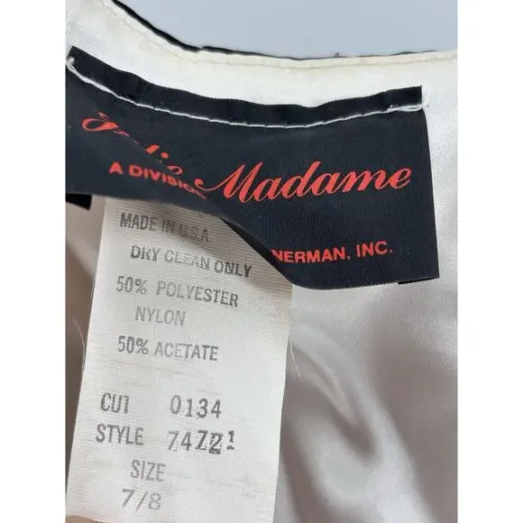 Vintage Jolie Madame Strapless Dress Womens 7/8 Black White Tulle Asymmetrical - Picture 10 of 16